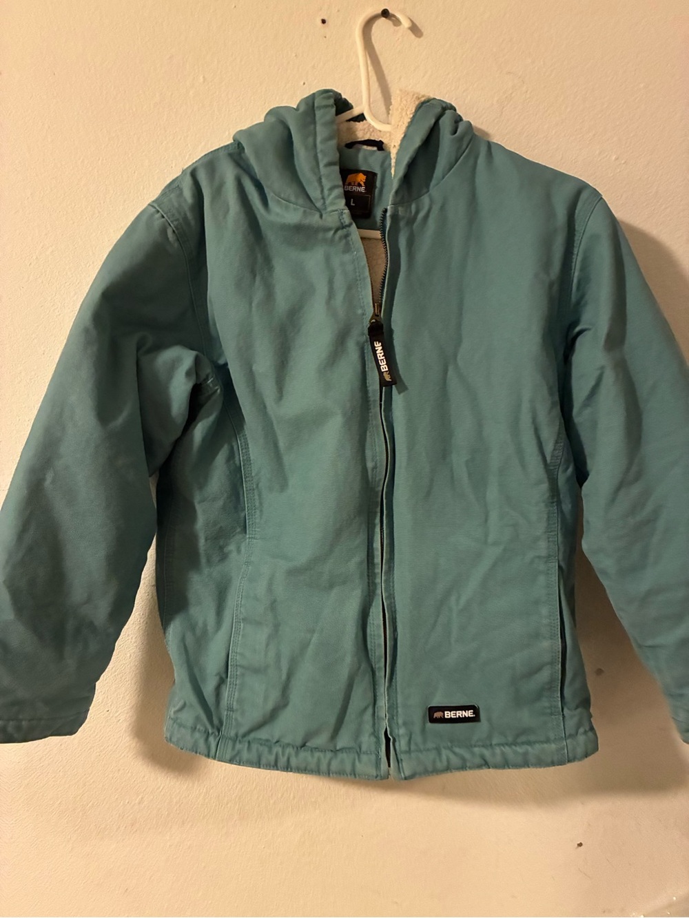 Girls Canvas Teal Hooded Puffer Jacket large